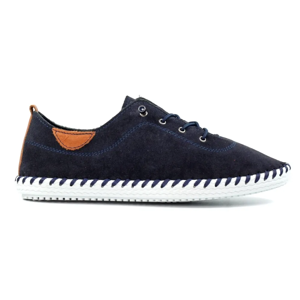 Pumps | Flats-Lunar Shoes St Lawrence Navy Leather Plimsoll