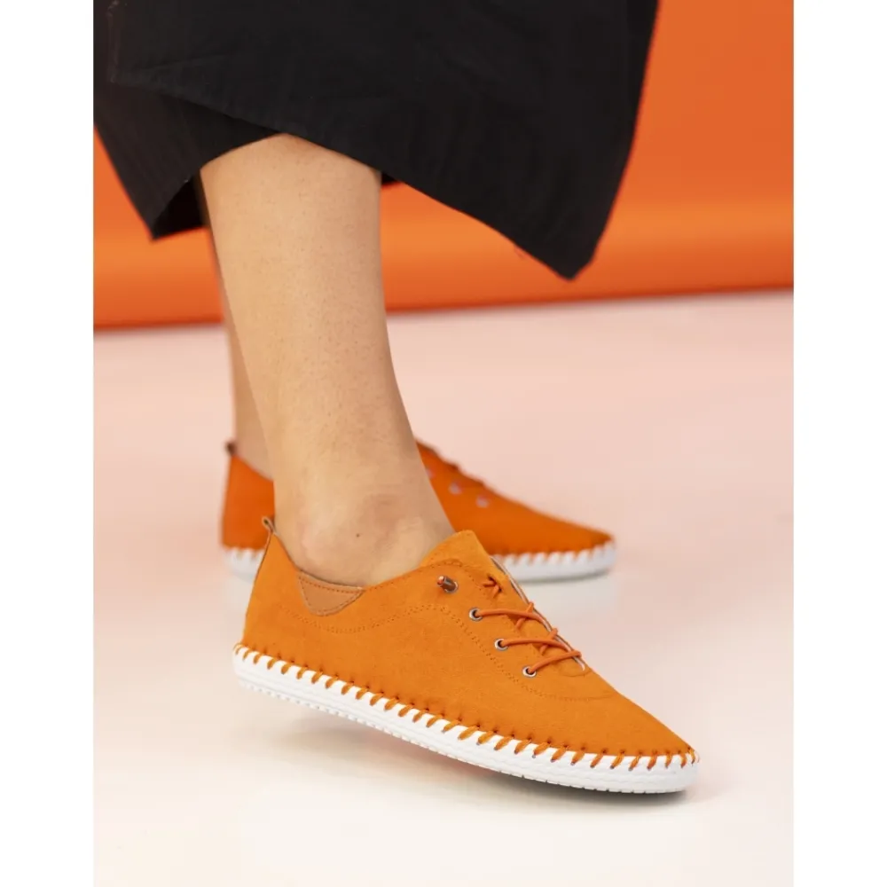 Pumps | Flats-Lunar Shoes St Lawrence Orange Leather Plimsoll