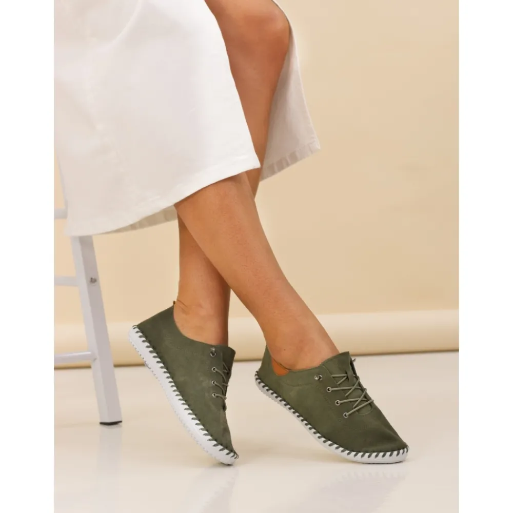 Pumps | Flats-Lunar Shoes St Lawrence Sage Leather Plimsoll