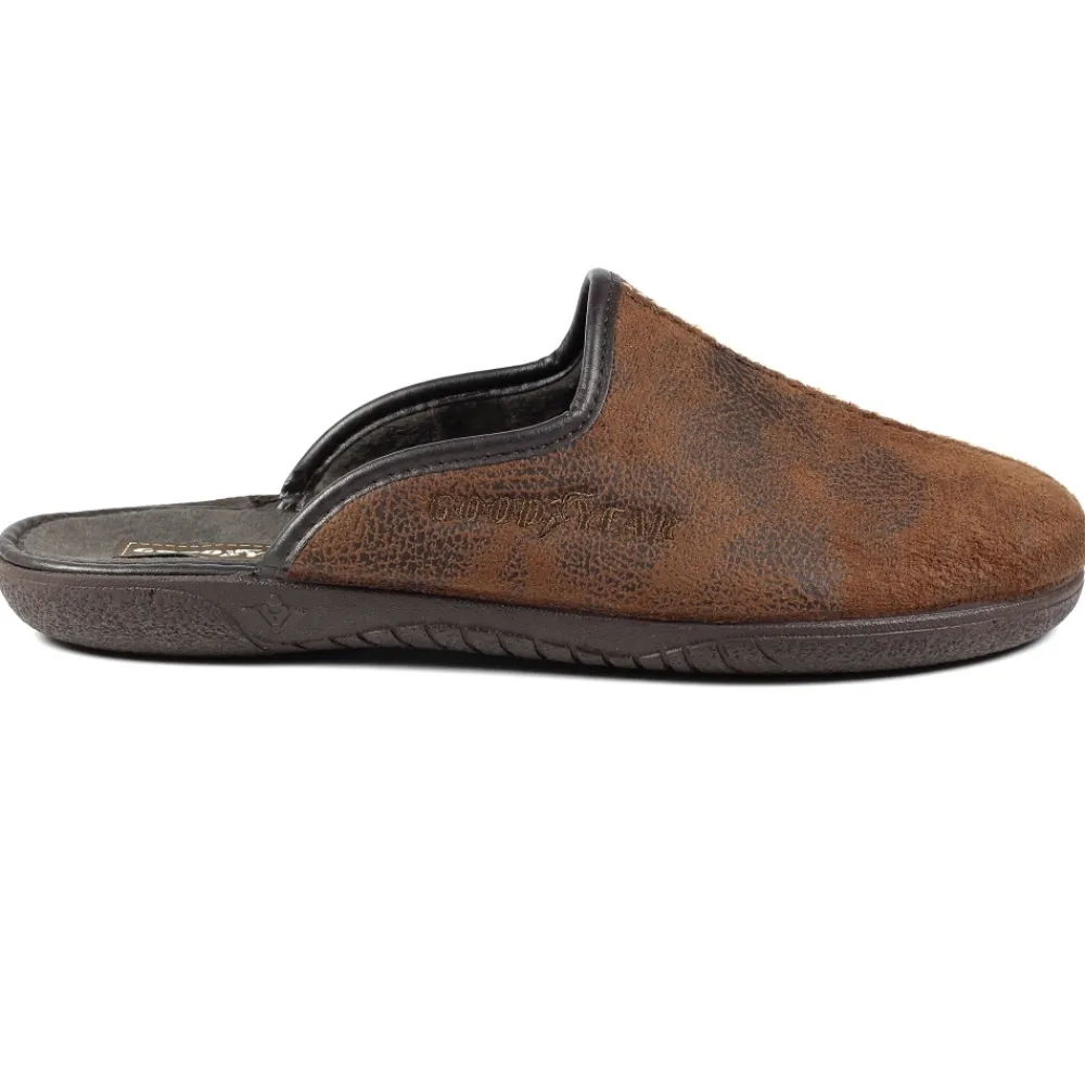 Mens Slippers-Lunar Shoes Tees Brown Mule Slipper