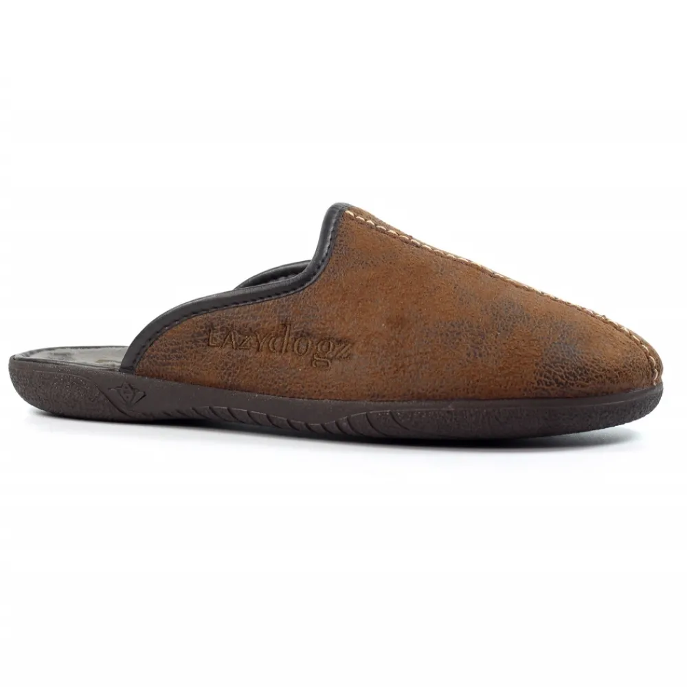 Mens Slippers | Womens Slippers-Lunar Shoes Tees II Brown Slipper