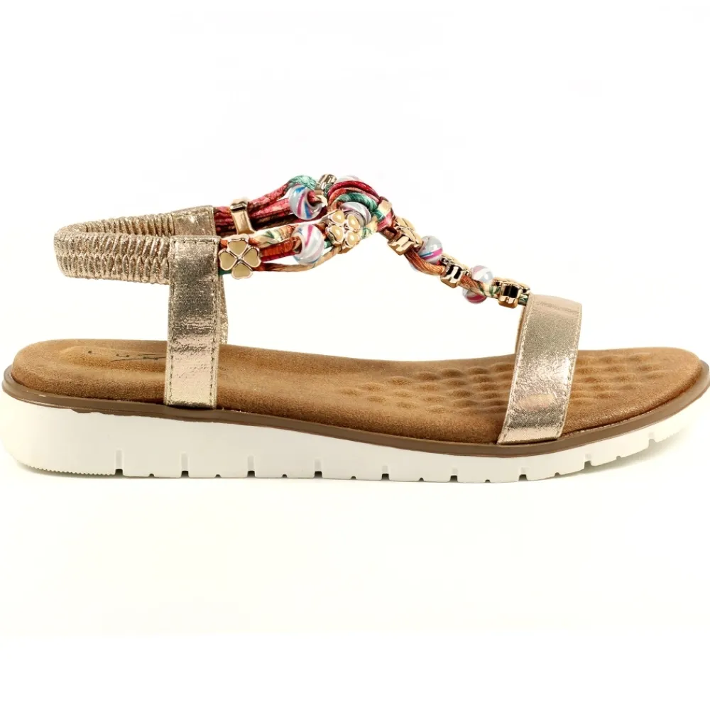 Elasticated | T-bar-Lunar Shoes Tempo Gold Sandal