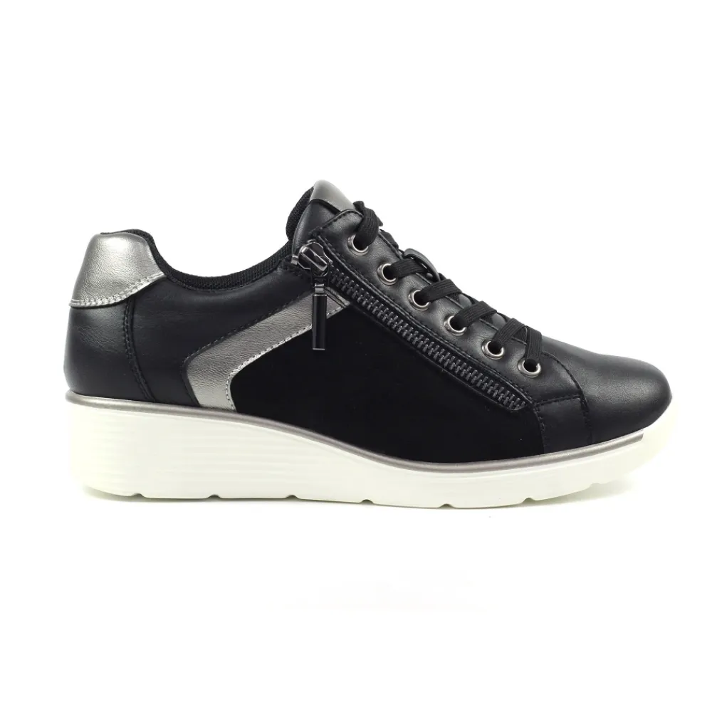 Trainers | Wedges-Lunar Shoes Tillie Black Trainer