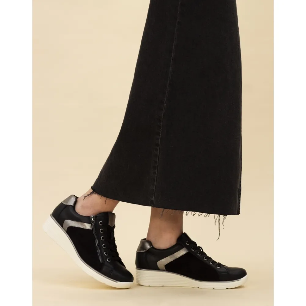 Trainers | Wedges-Lunar Shoes Tillie Black Trainer