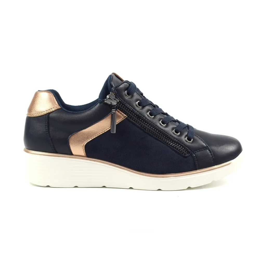 Trainers | Wedges-Lunar Shoes Tillie Navy Trainer