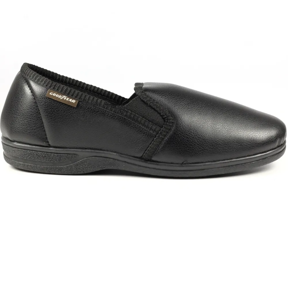 Mens Slippers-Lunar Shoes Trent Black Slipper