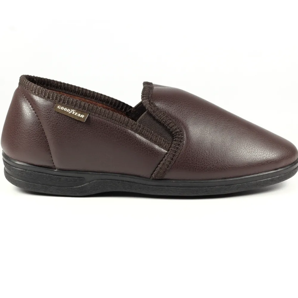 Mens Slippers-Lunar Shoes Trent Brown Slipper