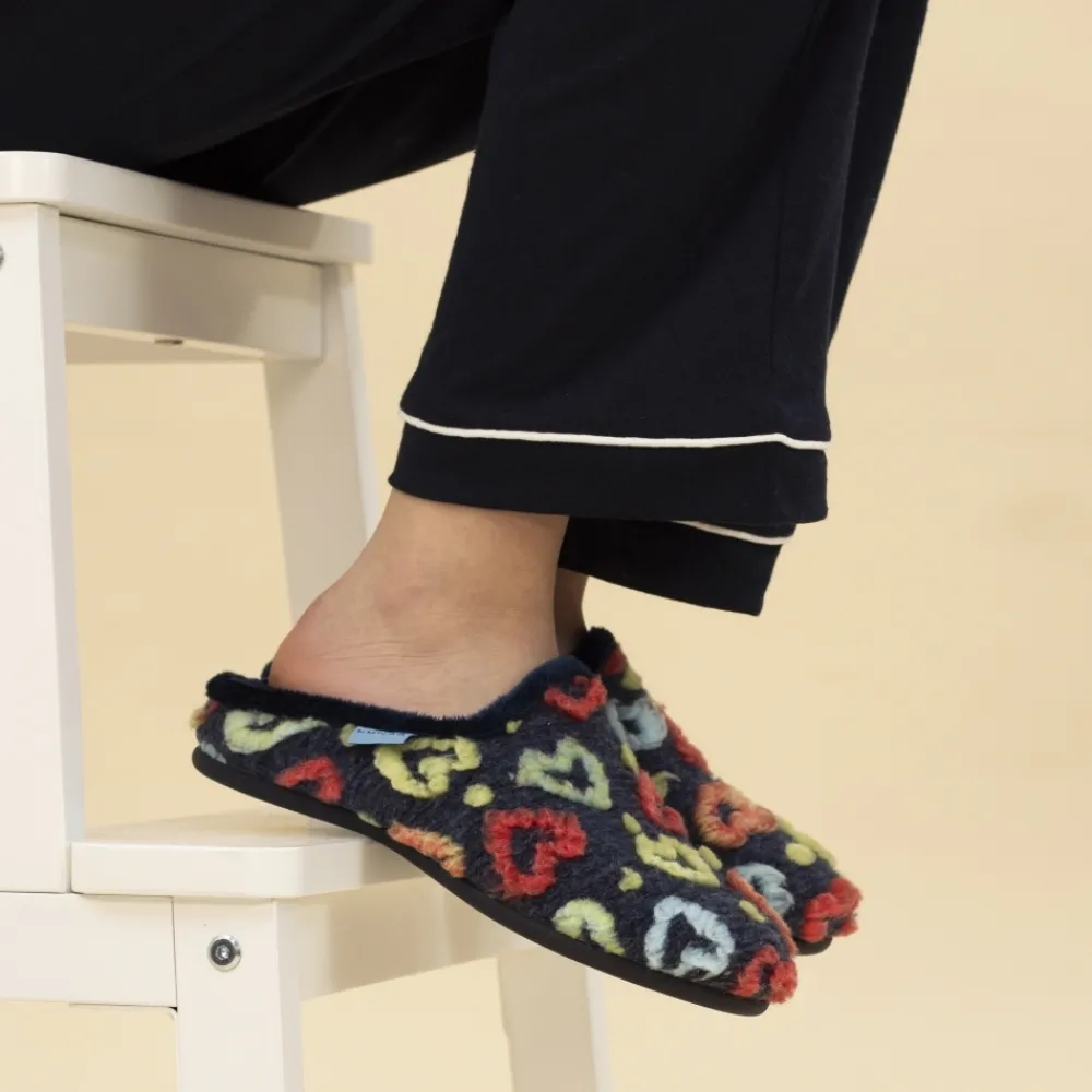 Slip-on | Mule-Lunar Shoes Valentine Navy Mule Slipper