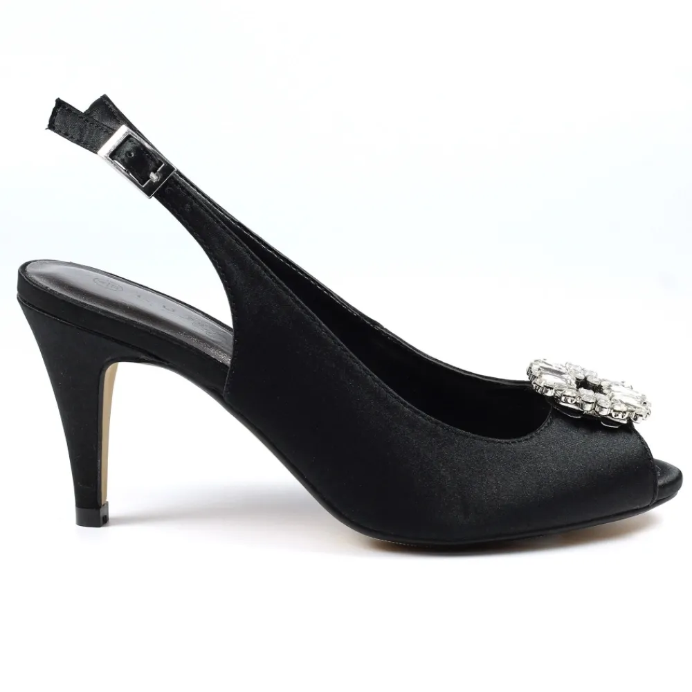 Shoes & Matching Bags | Peep Toe-Lunar Shoes Venice Black Peep Toe Slingback