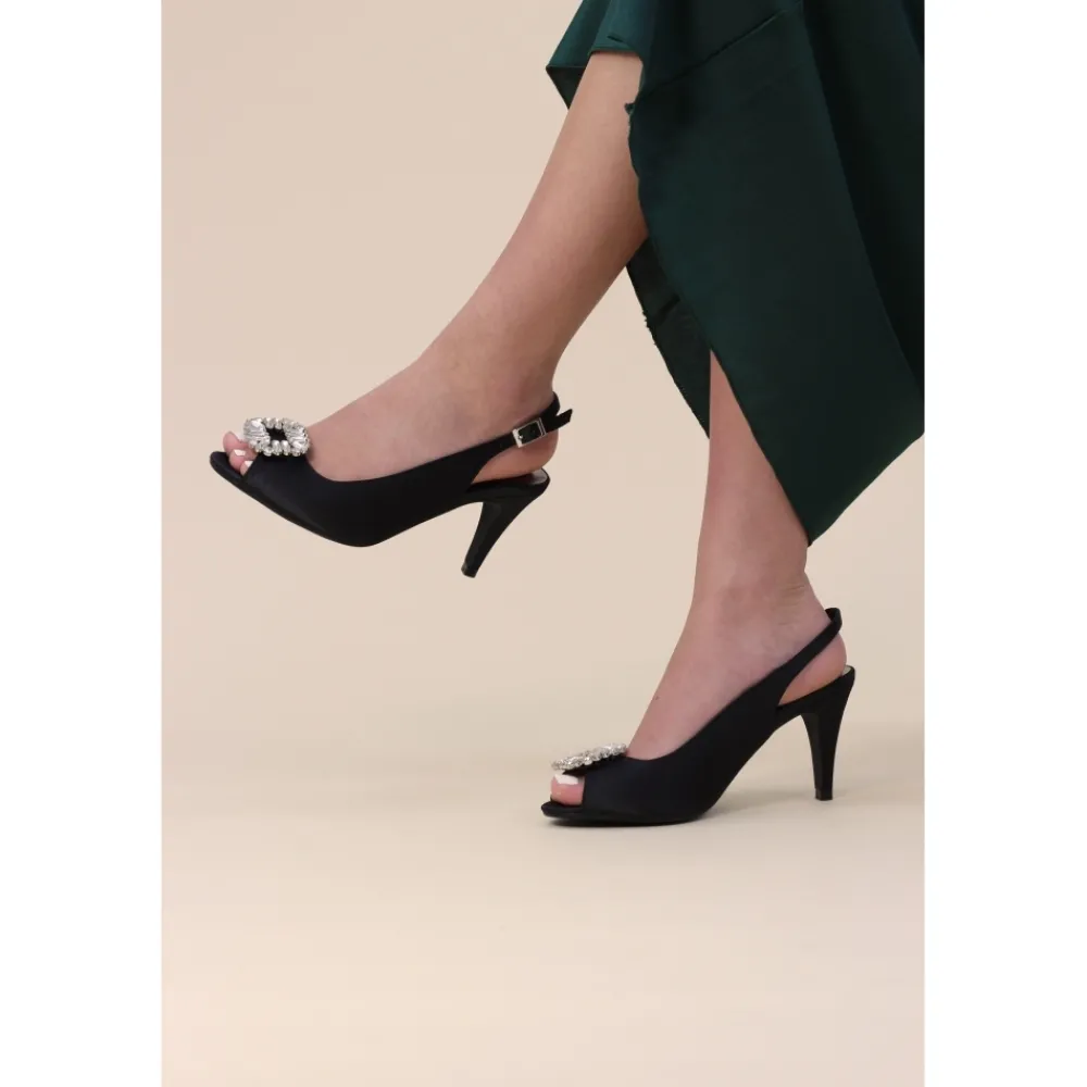 Shoes & Matching Bags | Peep Toe-Lunar Shoes Venice Black Peep Toe Slingback